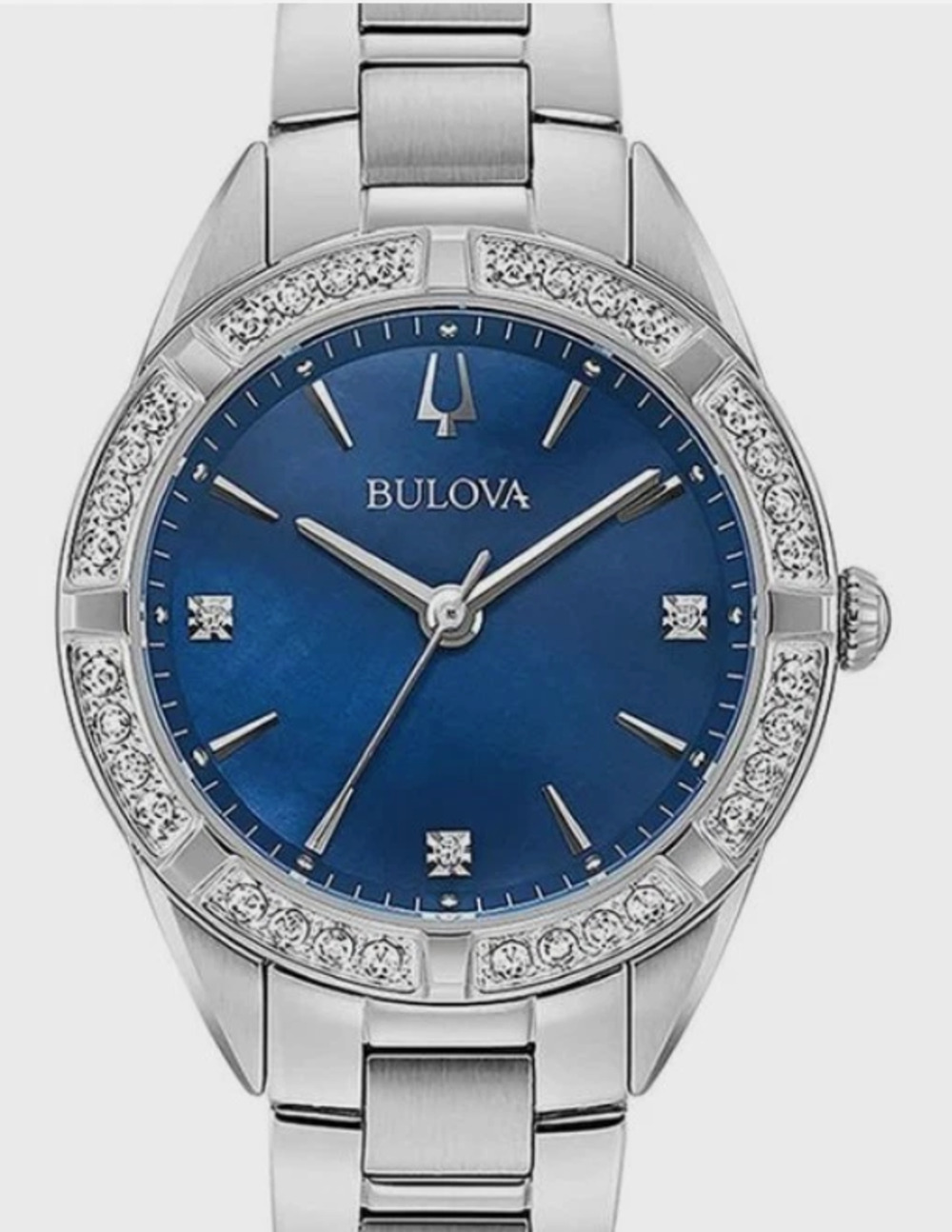 Bulova Sutton 96R243 Women's Blue Dial Diamond Quartz Stainless Steel Watch